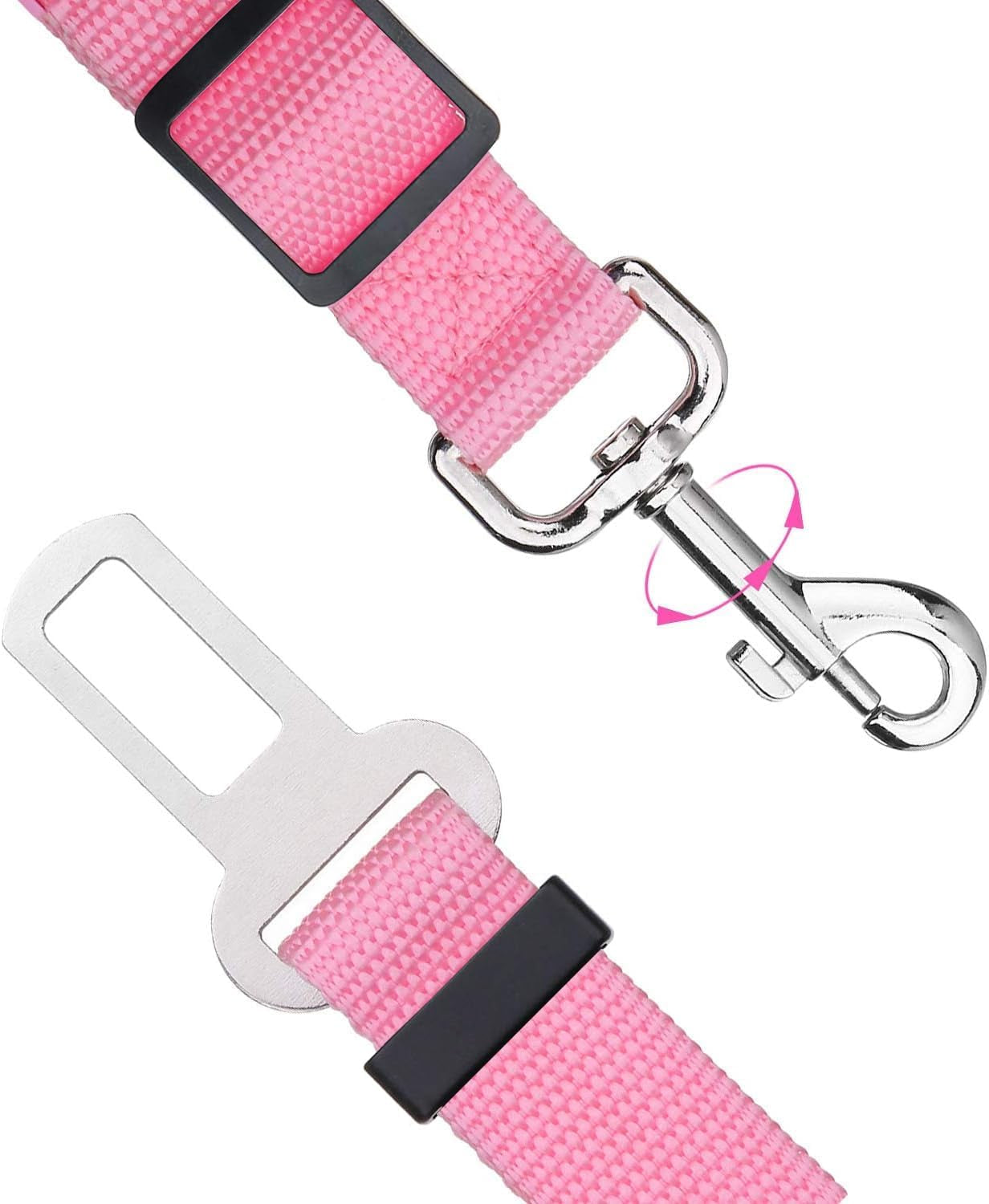 2 Packs Adjustable Length Pet Dog Cat Car Seat Belt Pet Seat Belt Pet Accessories for Dogs Cats and Pets (Pink)