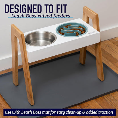Slow Feeder Dog Bowls - Nonslip Slow Feeder Insert, Healthy Eating Dog Food Bowl, Includes Puppy Essentials Placemat & Star Mold, 2 Cup, Gray