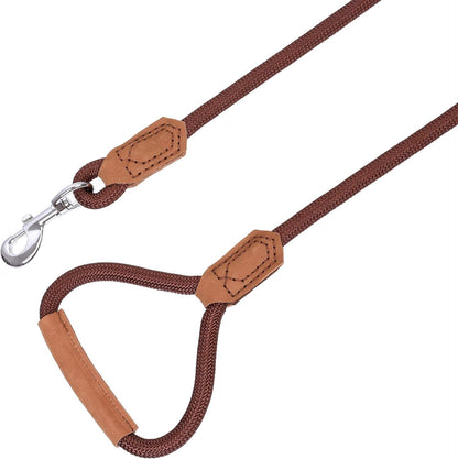 | Premium Leather Dog Leash | Strong Rope Leash | Leather Handle | Zinc Alloy Strong Clasp | Small Medium Large Dogs | 4/5/6 Feet(Dark Brown, 48 Inch (Pack of 1))