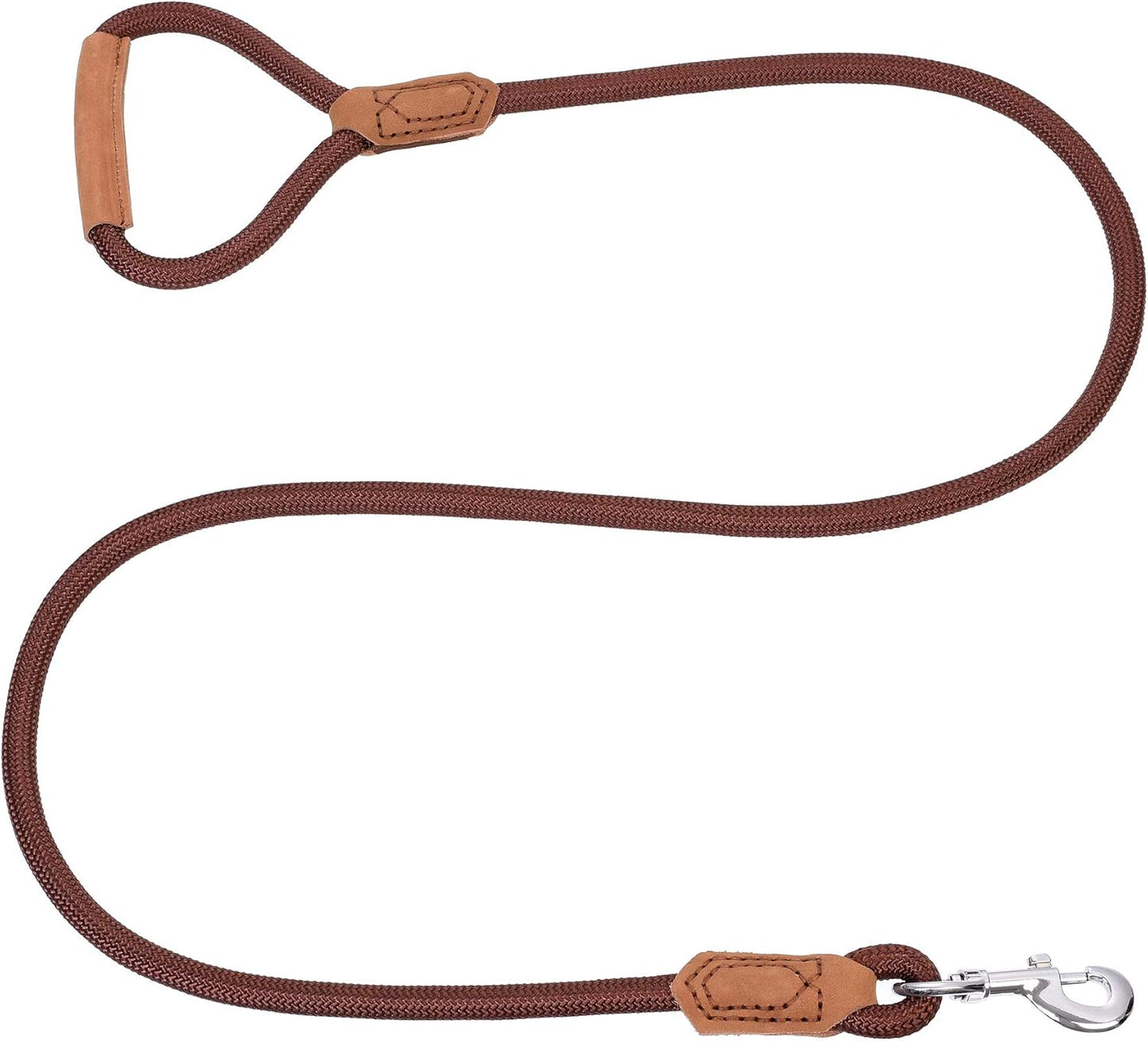 | Premium Leather Dog Leash | Strong Rope Leash | Leather Handle | Zinc Alloy Strong Clasp | Small Medium Large Dogs | 4/5/6 Feet(Dark Brown, 48 Inch (Pack of 1))