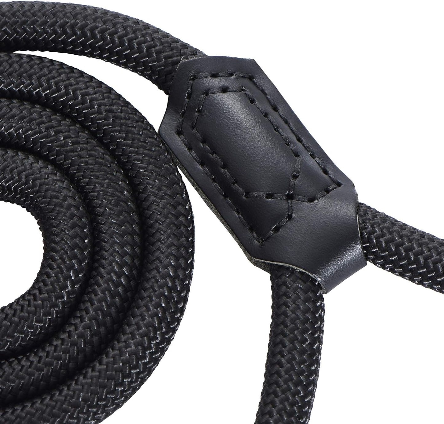 | Premium Leather Dog Leash | Strong Rope Leash | Leather Handle | Zinc Alloy Strong Clasp | Small Medium Large Dogs | 4/5/6 Feet(Black, 48 Inch (Pack of 1))