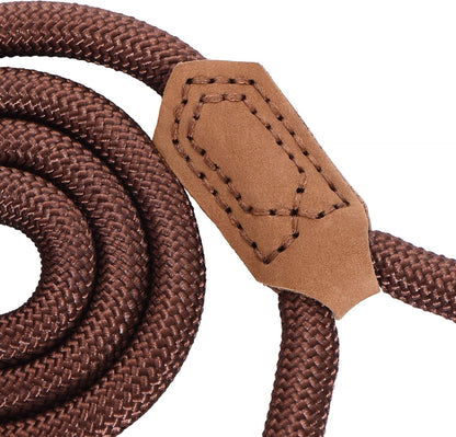 | Premium Leather Dog Leash | Strong Rope Leash | Leather Handle | Zinc Alloy Strong Clasp | Small Medium Large Dogs | 4/5/6 Feet(Dark Brown, 48 Inch (Pack of 1))