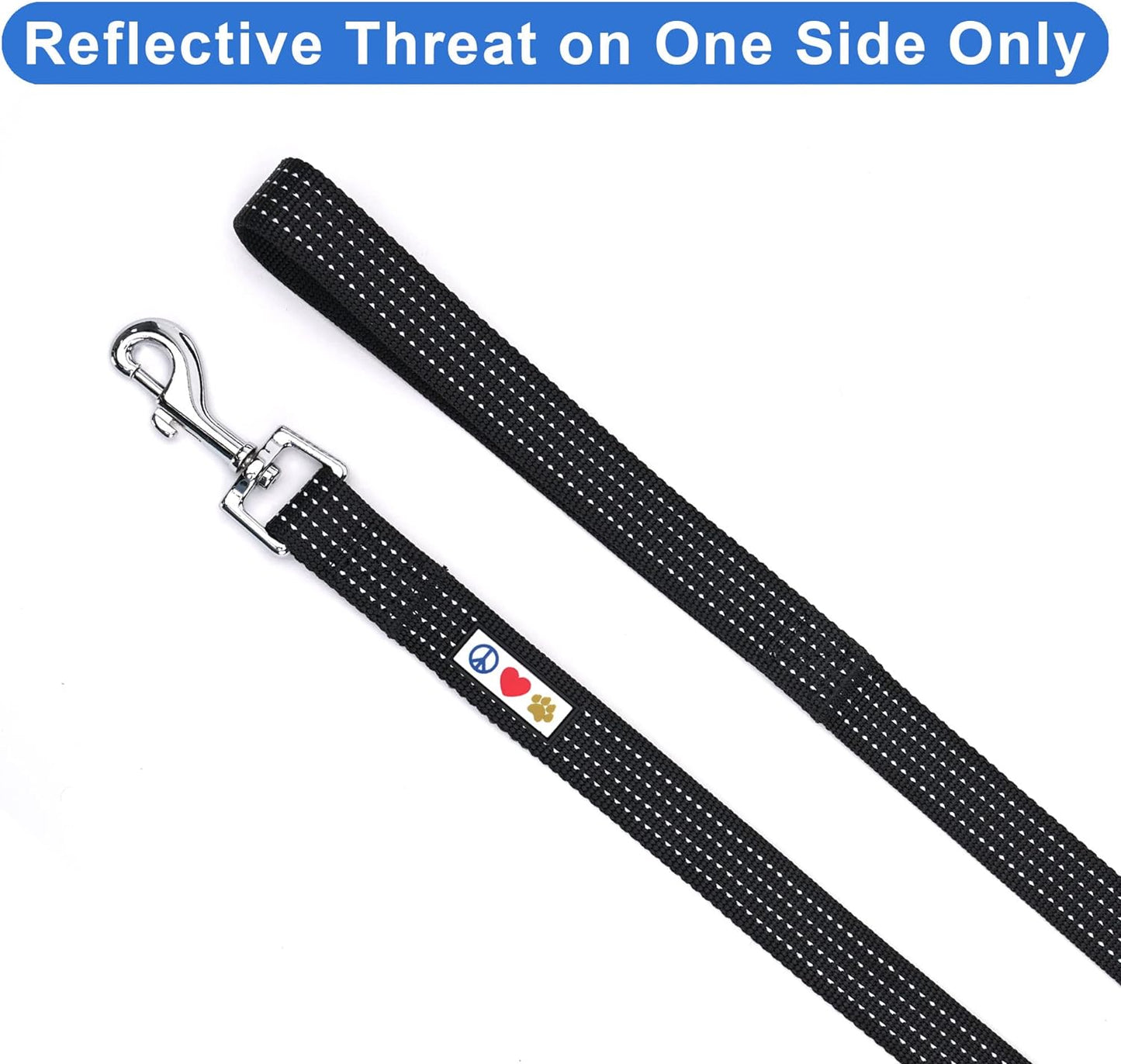 Black Dog Leash 6 Ft XS/S Reflective Durable Lightweight Dog Lead for Small Dogs and Puppies